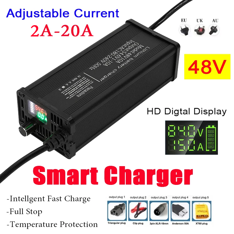 48V 알루미늄 쉘 조절식 리튬 배터리 충전기 2-8A - 84V 20A Smart Charger 리뷰 및 가격